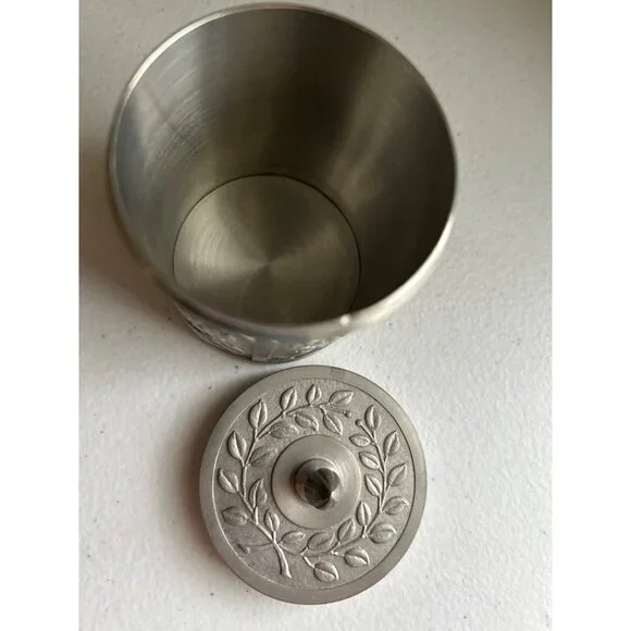 Handcrafted German Bird Embossed Pewter Decorative Trinket Jar With Lid - Picture 2 of 5